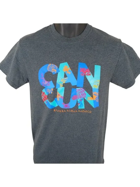 Cancun T Shirt Mens Size Small Gray Riviera Maya Mexico Travel Destination Tee - Picture 2 of 6